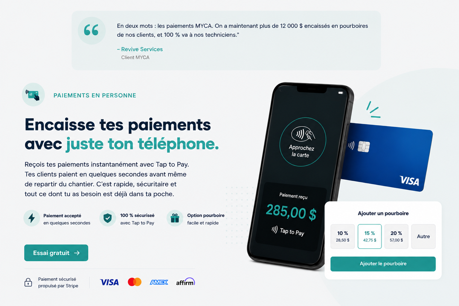 Encaisse tes paiements avec Tap to Pay sur ton téléphone MYCA